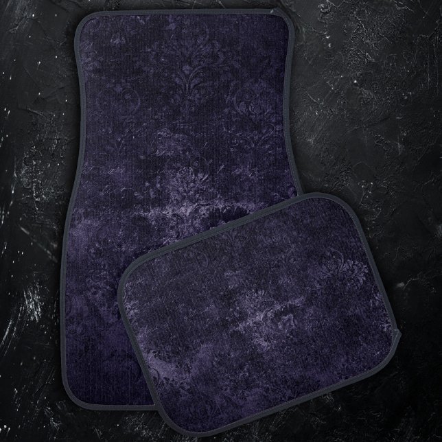 Velvety Midnight Damask | Indigo Purple Grunge Car Floor Mat (Creator Uploaded)