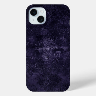 Velvety Midnight Damask   Indigo Purple Grunge iPhone 15 Plus Case