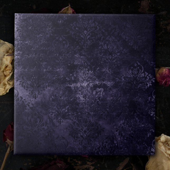 Velvety Midnight Damask | Indigo Purple Grunge Ceramic Tile (Creator Uploaded)