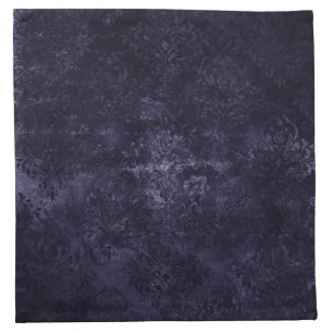 Velvety Midnight Damask   Indigo Purple Grunge Cloth Napkin