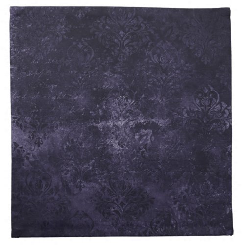 Velvety Midnight Damask  Indigo Purple Grunge Cloth Napkin