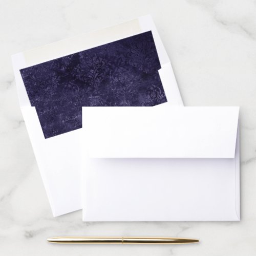 Velvety Midnight Damask  Indigo Purple Grunge Envelope Liner