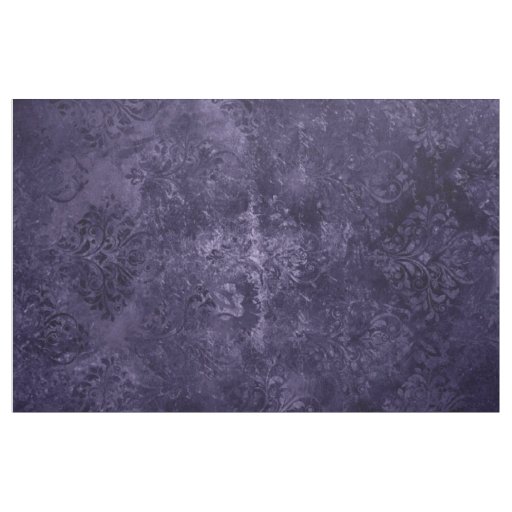 Velvety Midnight Damask | Indigo Purple Grunge Fabric