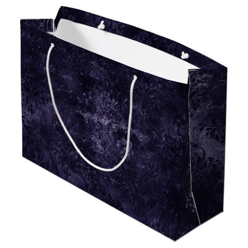 Velvety Midnight Damask  Indigo Purple Grunge Large Gift Bag