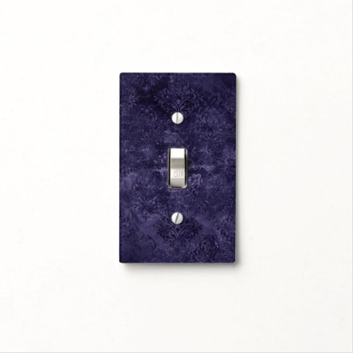 Velvety Midnight Damask  Indigo Purple Grunge Light Switch Cover