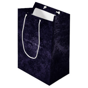 Velvety Midnight Damask   Indigo Purple Grunge Medium Gift Bag
