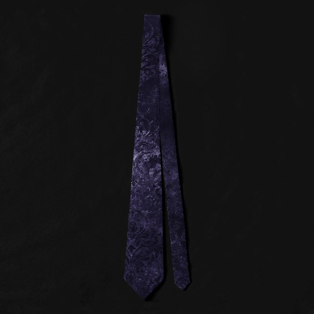 Velvety Midnight Damask | Indigo Purple Grunge Neck Tie (Creator Uploaded)