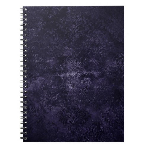 Velvety Midnight Damask  Indigo Purple Grunge Notebook
