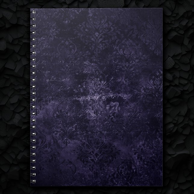 Velvety Midnight Damask | Indigo Purple Grunge Notebook (Creator Uploaded)