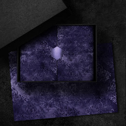 Velvety Midnight Damask | Indigo Purple Grunge Tissue Paper