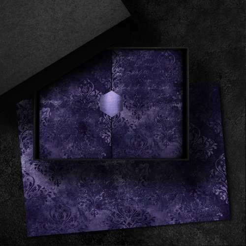 Velvety Midnight Damask  Indigo Purple Grunge Tissue Paper