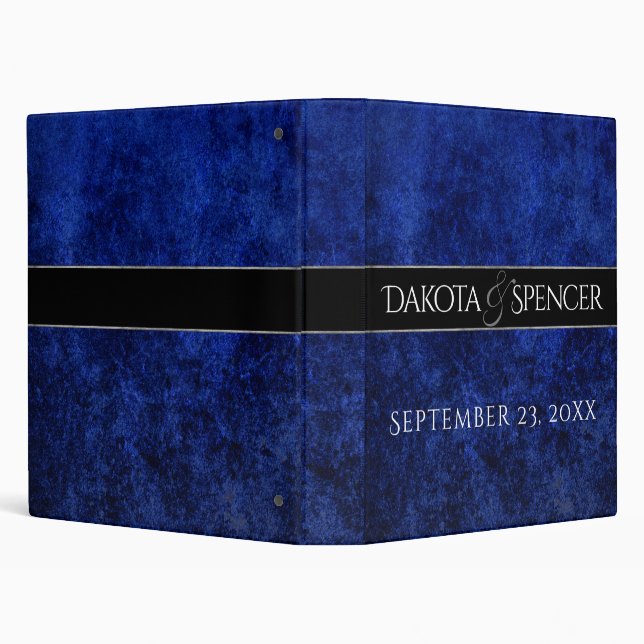 Velvety Navy Damask | Dark Blue Grunge Baroque Binder (Background)