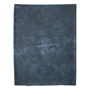 Velvety Navy Damask Dark Blue Grunge Baroque Duvet Cover