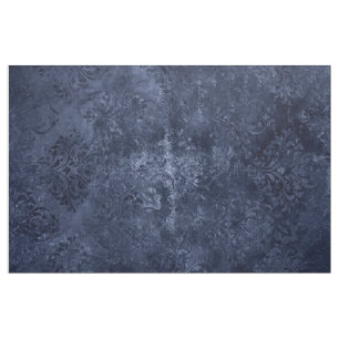Velvety Navy Damask Dark Blue Grunge Baroque Fabric