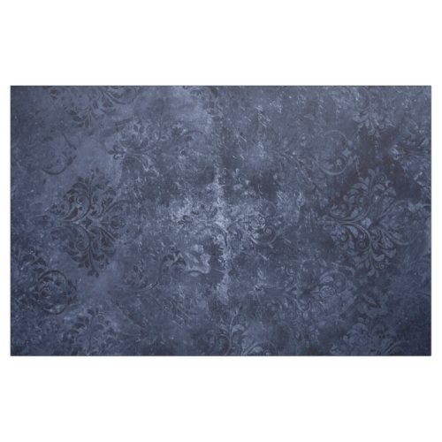Velvety Navy Damask  Dark Blue Grunge Baroque Fabric