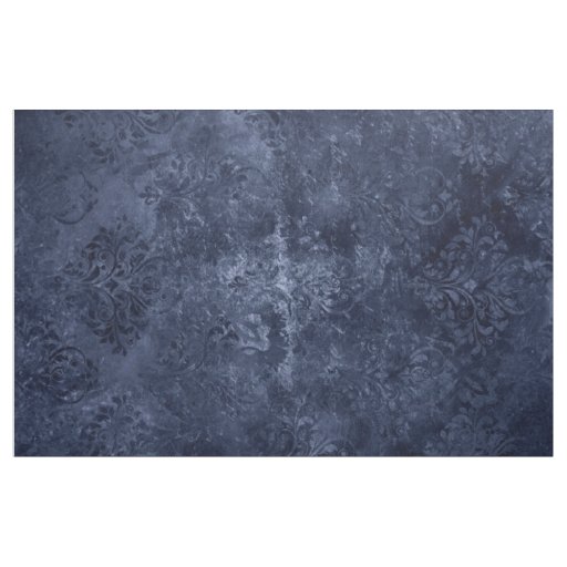 Velvety Navy Damask | Dark Blue Grunge Baroque Fabric