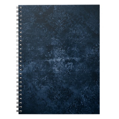 Velvety Navy Damask  Dark Blue Grunge Baroque Notebook