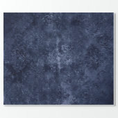 Velvety Navy Damask | Dark Blue Grunge Baroque Wrapping Paper (Flat)
