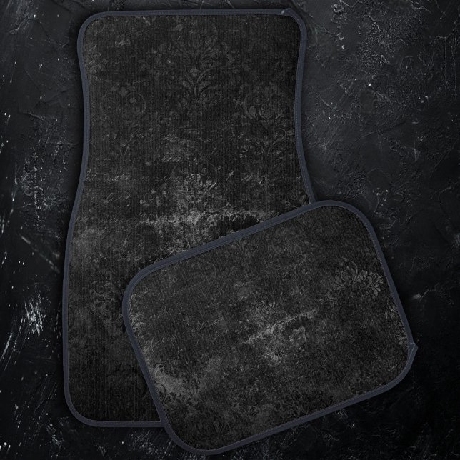 Velvety Onyx Damask | Black Vampy Grunge Baroque Car Floor Mat (Creator Uploaded)