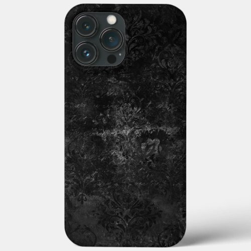 Velvety Onyx Damask  Black Vampy Grunge Baroque iPhone 13 Pro Max Case