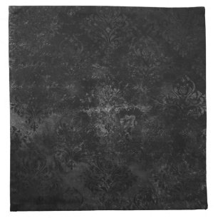 Velvety Onyx Damask Black Vampy Grunge Baroque Cloth Napkin