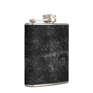 Velvety Onyx Damask   Black Vampy Grunge Baroque Flask