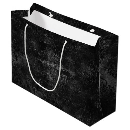 Velvety Onyx Damask  Black Vampy Grunge Baroque Large Gift Bag