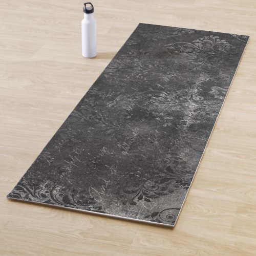 Velvety Onyx Damask  Black Vampy Grunge Baroque Yoga Mat