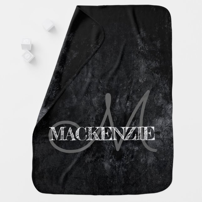 Velvety Onyx Damask | Black Vampy Grunge Custom Swaddle Blanket (In Situ)