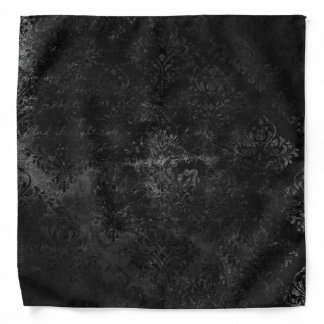 Velvety Onyx Damask | Black Vampy Grunge Floral Bandana