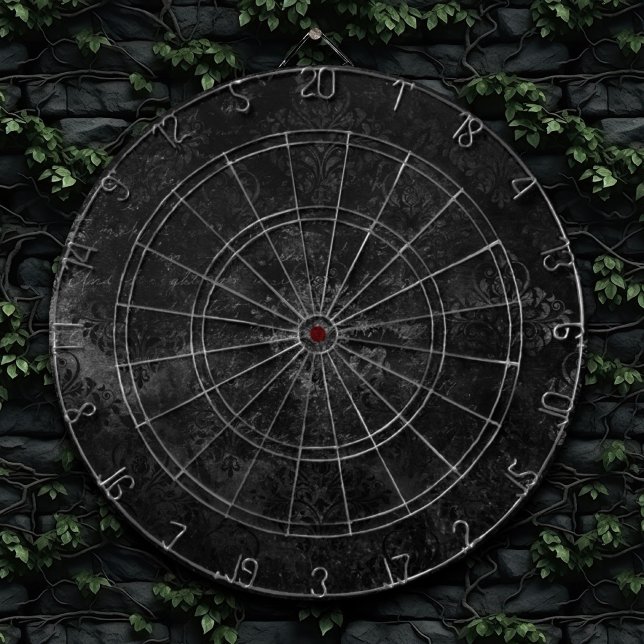 Velvety Onyx Damask | Black Vampy Grunge Floral Dart Board (Creator Uploaded)