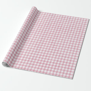 Velvety Pink and White Small Gingham Charm Wrapping Paper