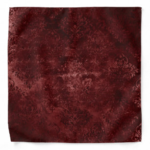 Velvety Red Damask Henna Distressed Grunge Bandana