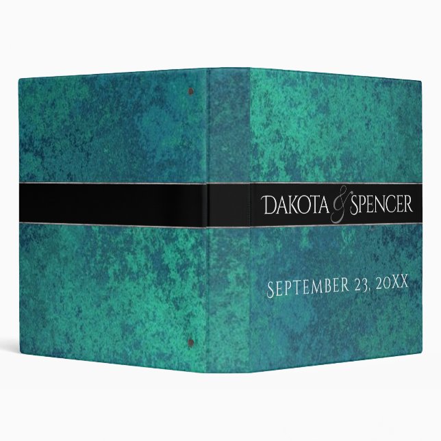 Velvety Teal Damask | Dark Green Grunge Baroque 3 Ring Binder (Background)