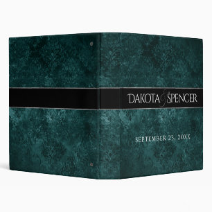 Velvety Teal Damask Dark Green Grunge Baroque 3 Ring Binder