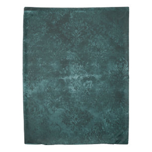 Velvety Teal Damask   Dark Green Grunge Baroque Duvet Cover