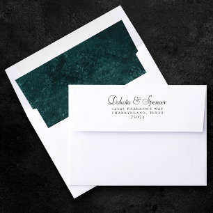 Velvety Teal Damask Dark Green Grunge Baroque Envelope Liner