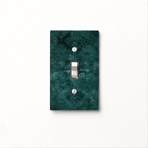 Velvety Teal Damask  Dark Green Grunge Baroque Light Switch Cover