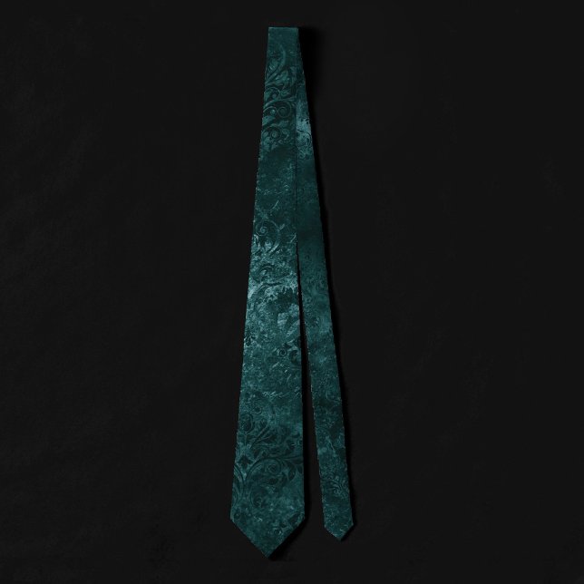 Velvety Teal Damask | Dark Green Grunge Baroque Neck Tie (Creator Uploaded)