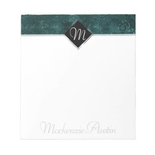 Velvety Teal Damask Dark Green Grunge Baroque Notepad