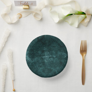 Velvety Teal Damask   Dark Green Grunge Baroque Paper Bowls