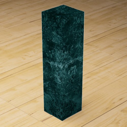 Velvety Teal Damask  Dark Green Grunge Baroque Wine Box