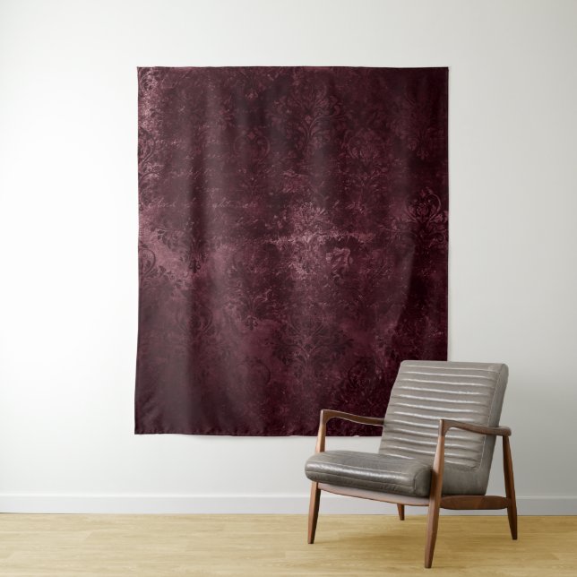 Velvety Wine Damask | Bordeaux Sangria Backdrop (In Situ)