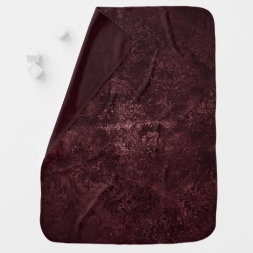 Velvety Wine Damask  Bordeaux Sangria Grunge Glam Baby Blanket