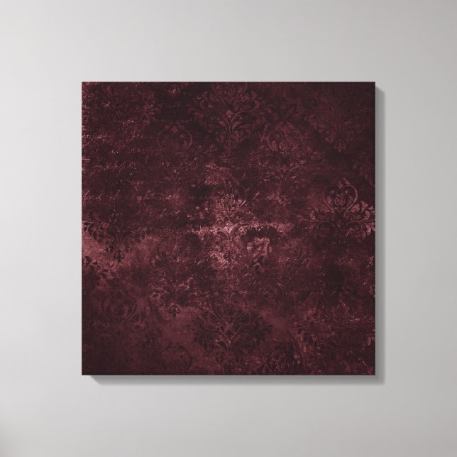 Velvety Wine Damask | Bordeaux Sangria Grunge Glam Canvas Print (Front)