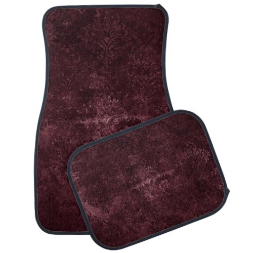 Velvety Wine Damask  Bordeaux Sangria Grunge Glam Car Floor Mat