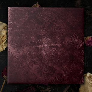 Velvety Wine Damask Bordeaux Sangria Grunge Glam Ceramic Tile