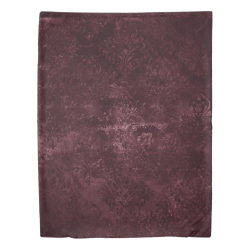 Velvety Wine Damask  Bordeaux Sangria Grunge Glam Duvet Cover