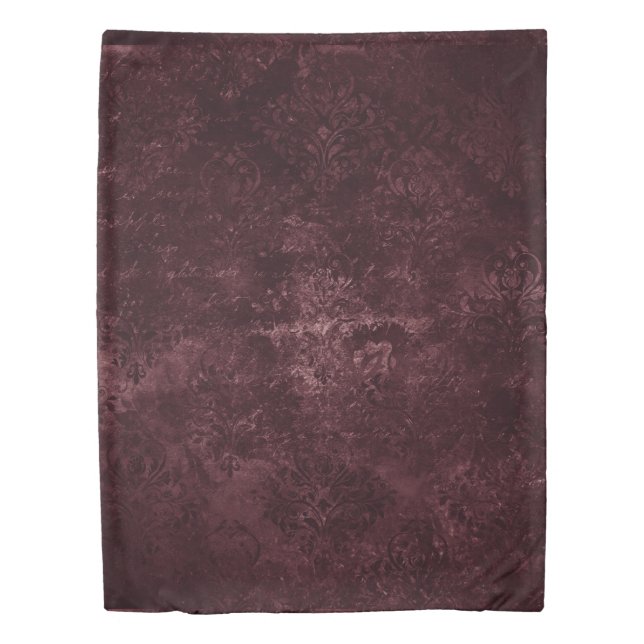 Velvety Wine Damask | Bordeaux Sangria Grunge Glam Duvet Cover (Front)