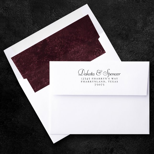 Velvety Wine Damask | Bordeaux Sangria Grunge Glam Envelope Liner (Creator Uploaded)